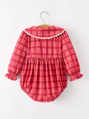 Red Plaid Peter Pan Collar Romper from Ninety Nine Boutique