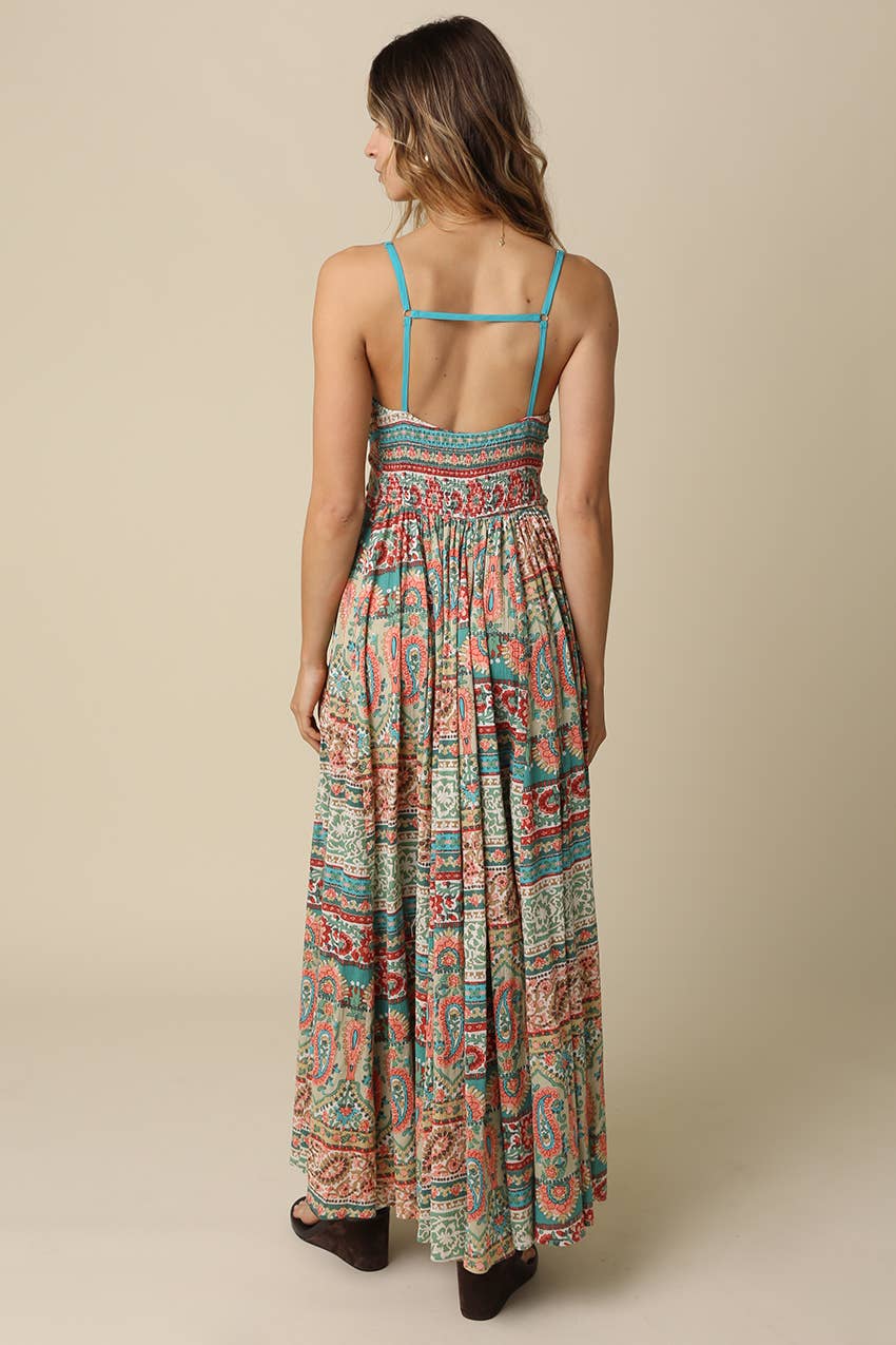 Andrea Contrast Printed Maxi Dress