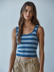 Navy Striped Seamless Tank Top