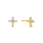 Baguette Cross Studs