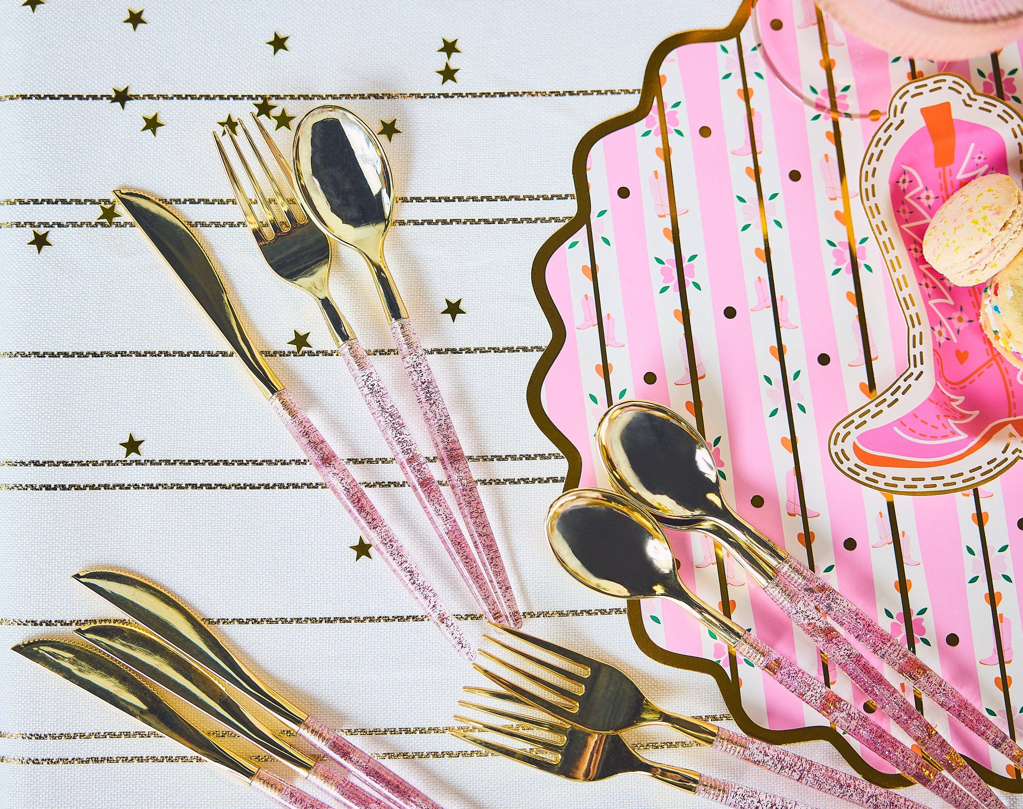 Better With Confetti Utensil Set (30 ct) showing glitter injected handles