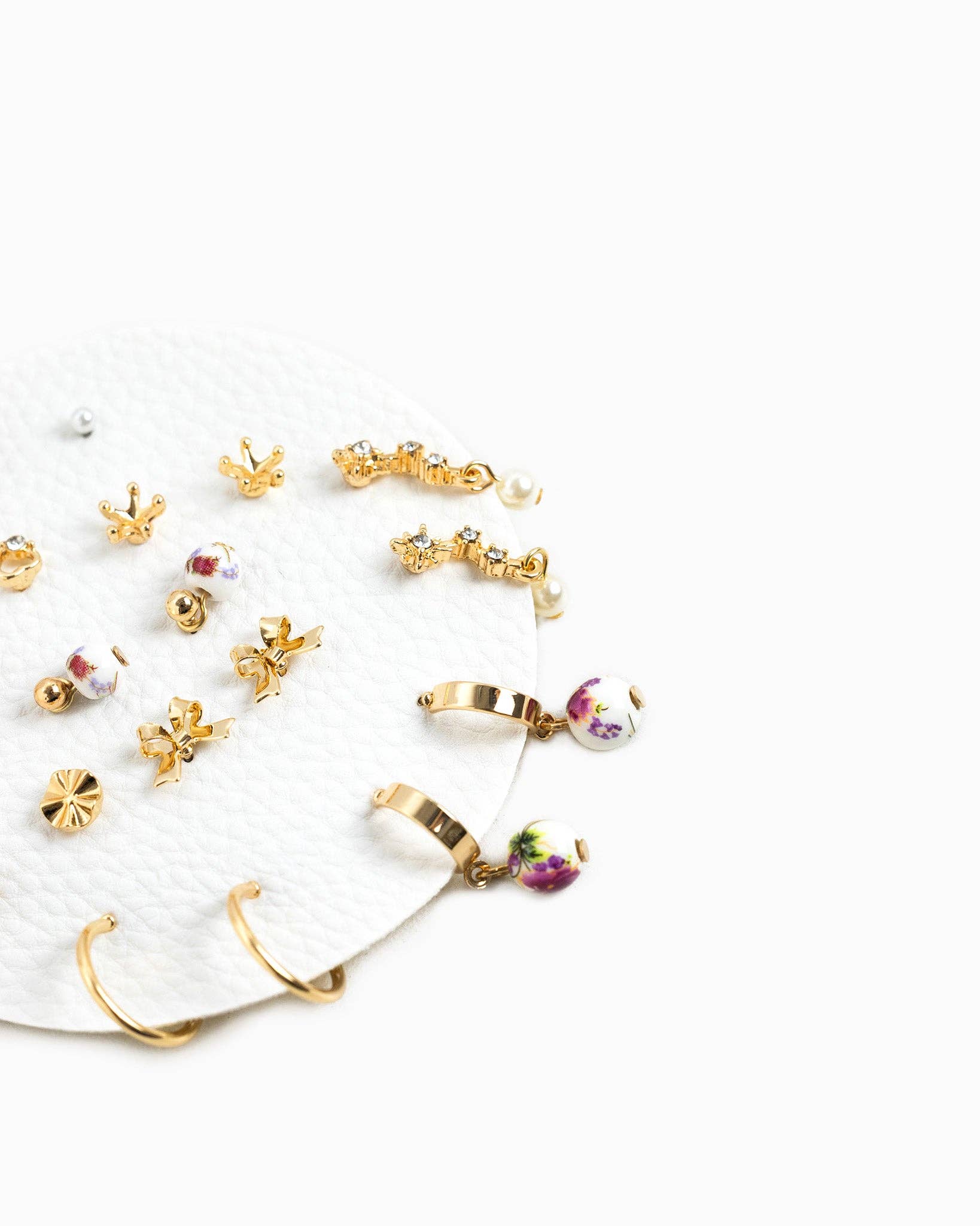 Ceramic Bead and Bow Earrings Set of 10