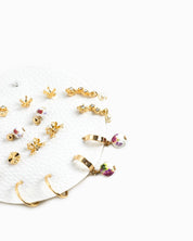 Ceramic Bead and Bow Earrings Set of 10