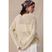 Cream Fish Trio Open Knit Sweater