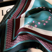 Green Artistic Small Square Scarf in 100% Polyester