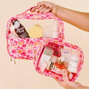 Pink Palms Clear Cosmetic Bag Set