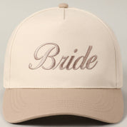 Beige Embroidered Bride Trucker Hat