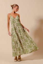 Sage Green Floral Maxi Dress