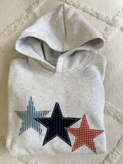 Gray Star Embroidered Hoodie