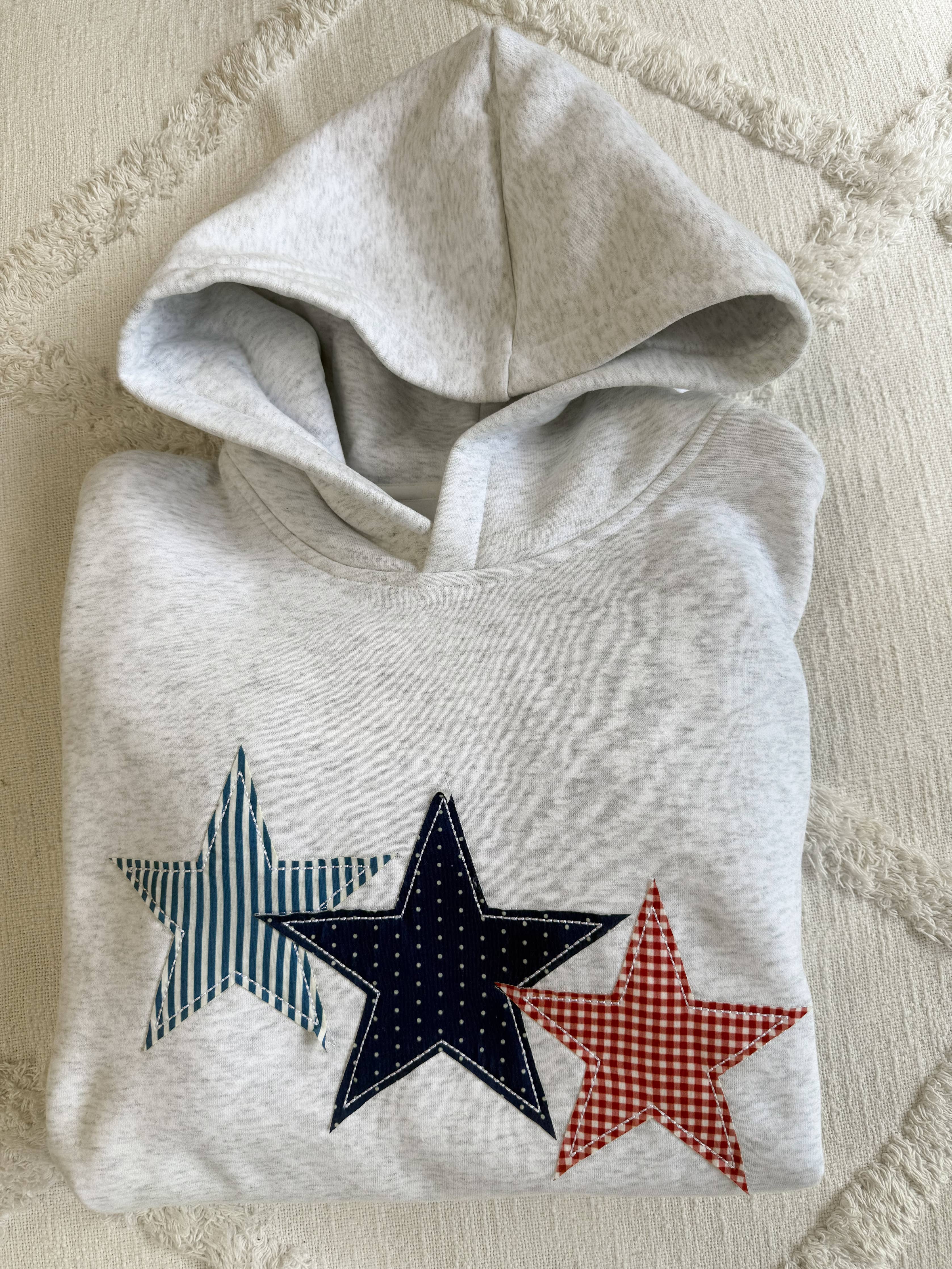 Gray Star Embroidered Hoodie