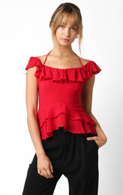 Red Ruffle Top