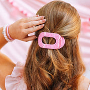 Flat Round Hair Clip | Medium | Pink Ribbon