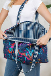 Navy Bird Quilted Tote Bag