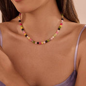 Natural Multi Color Gemstone Beaded Necklace