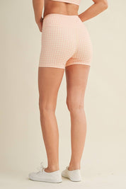 Hot Pink Gingham Biker Shorts