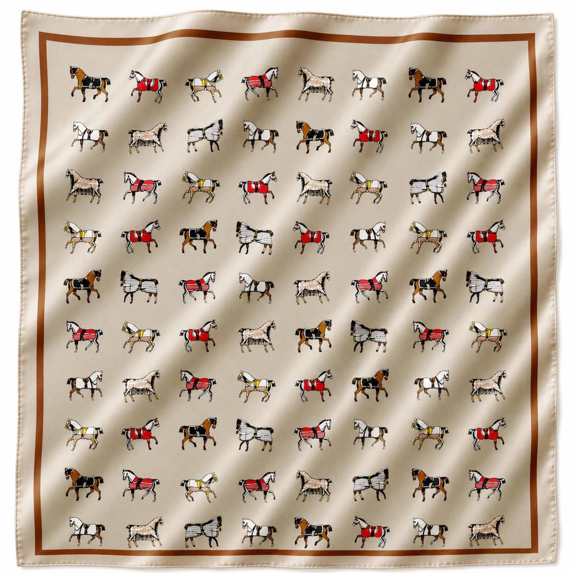 Equestrian Horse Print Satin Scarf