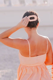 Flat Round Hair Clip | Large | Peach Fuzz showing lightweight, durable, and nearly unbreakable