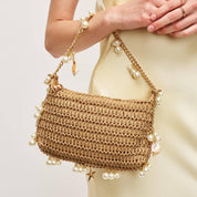 Seashell Straw Bag Evening Bag — straw and zipper closure