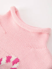 Christmas Candy Cane Romper showing cozy turtleneck