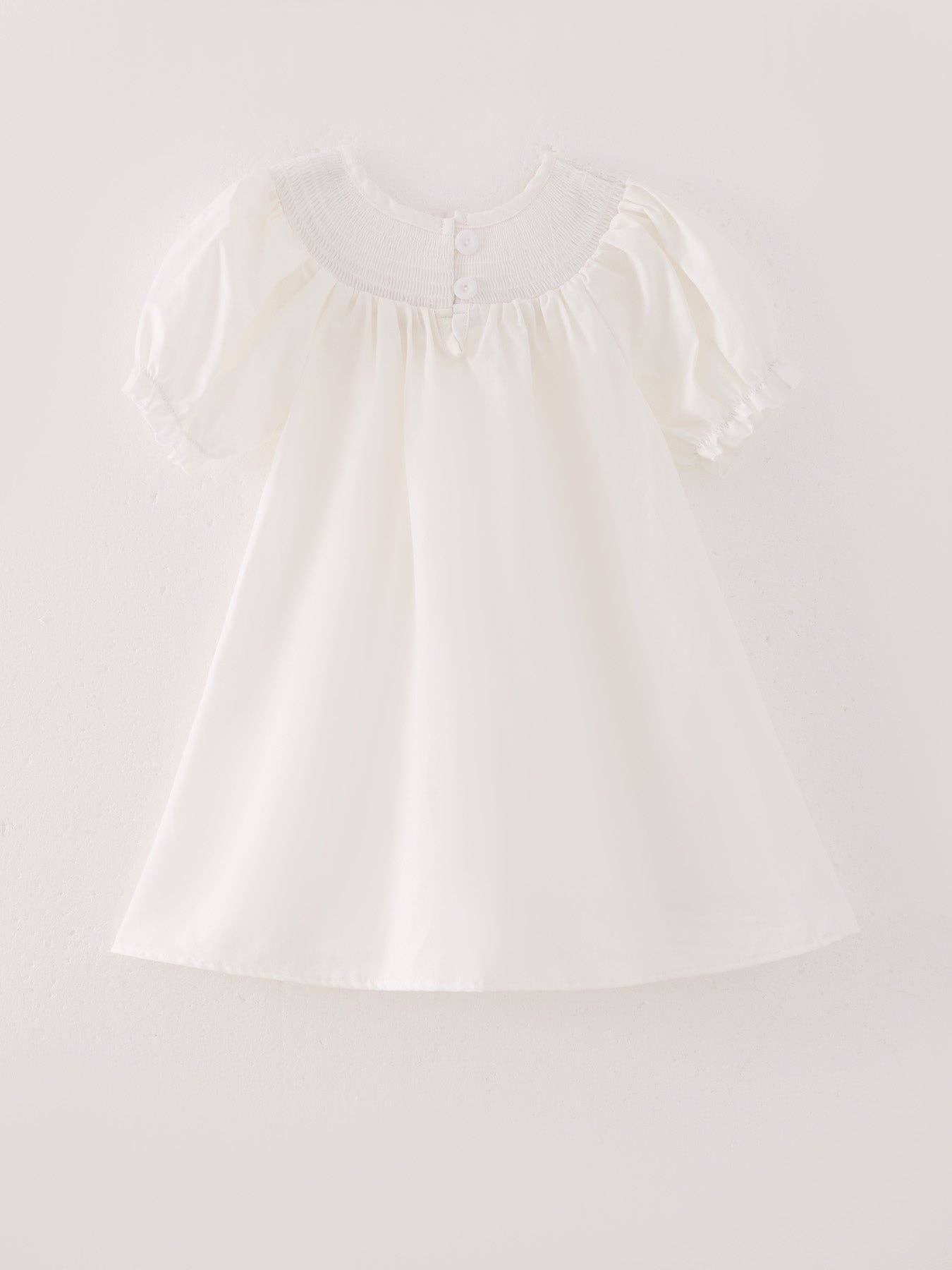 White Smocking Embroidered Crucifix Girls