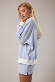 Light Blue Striped Mock Neck