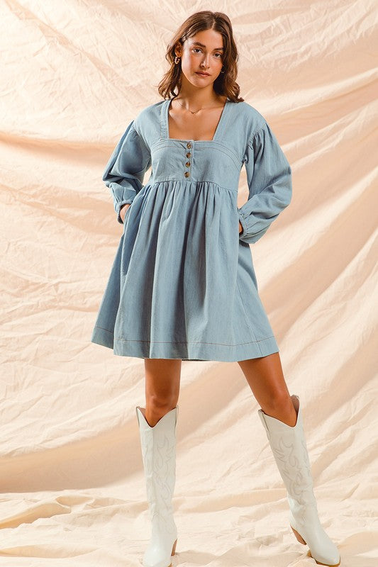 Denim Babydoll Dress