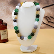 Green Marbled Chunky Bead Necklace