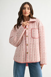 Pink Quilted Striped Jacket