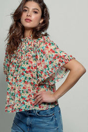 Aurora of Ruffle Short Sleeve Blouse