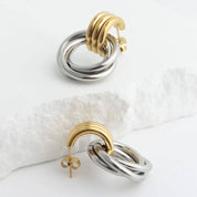 Mixed Metal Double Round Stud Earring