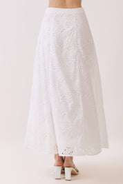 White Eyelet Maxi Skirt