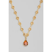 Faceted Rhinestone Pendant And Chain Necklace