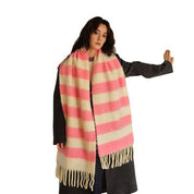 Pink Striped Scarf showing color: pink