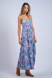 Blooming Floral Open Back Maxi Dress