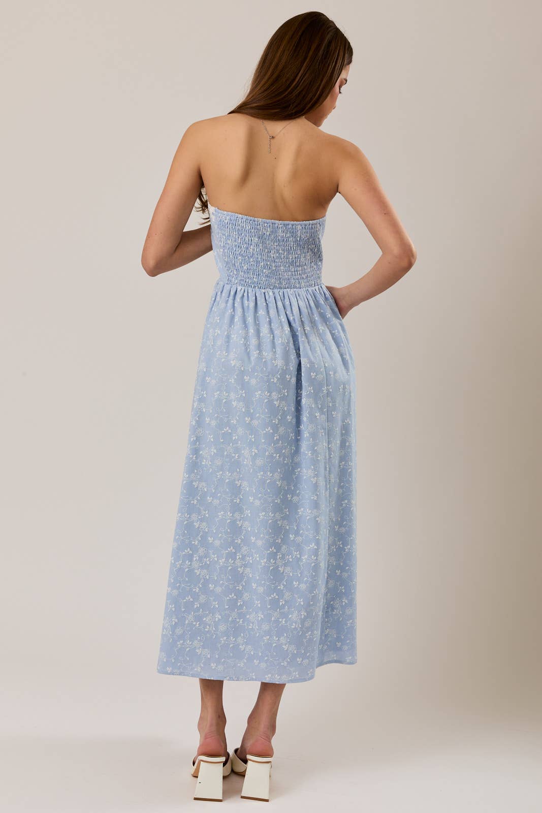 Strapless Lace Trimp Midi Dress