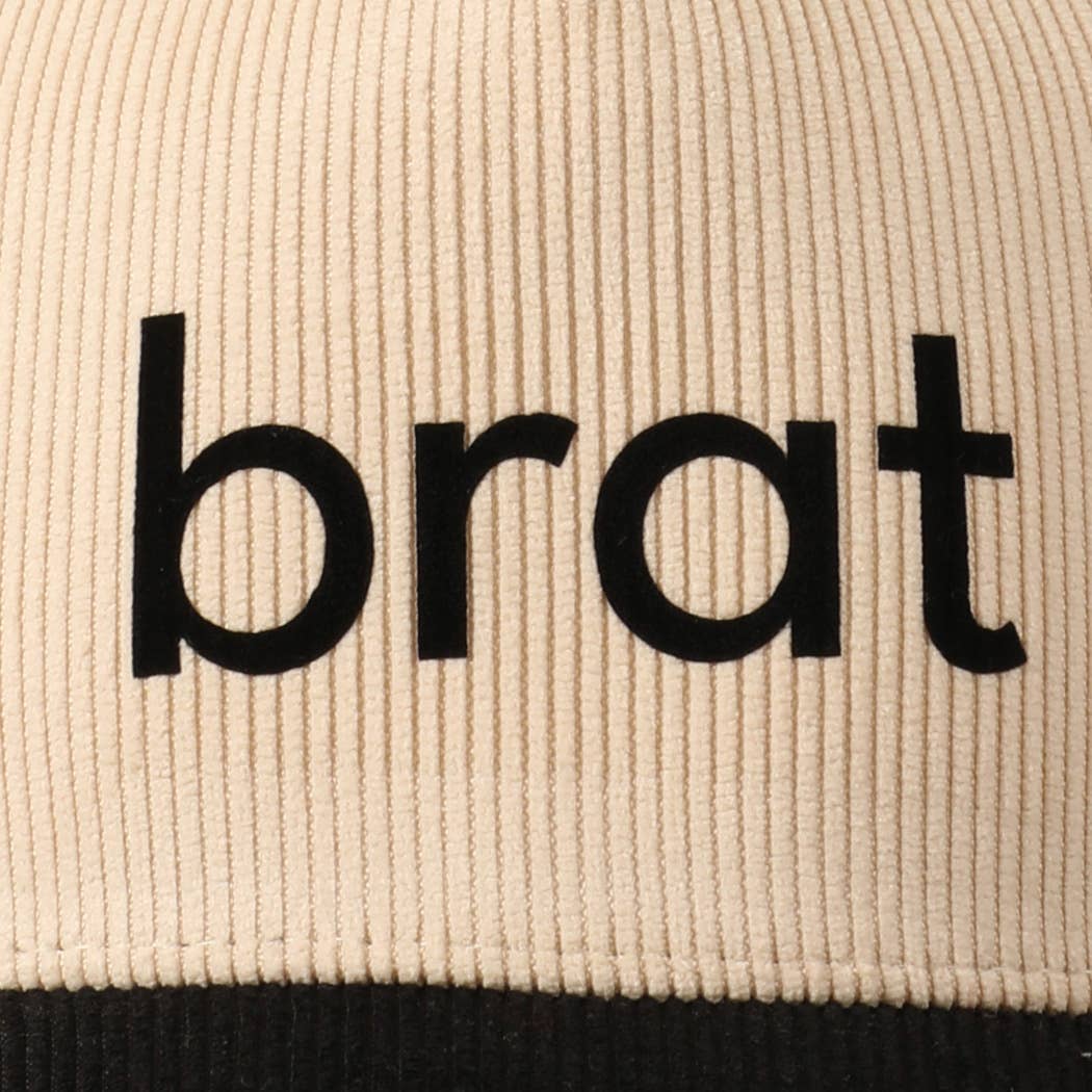 Brat Typographic Two-Tone 5 Panel Corduroy Baseball Cap