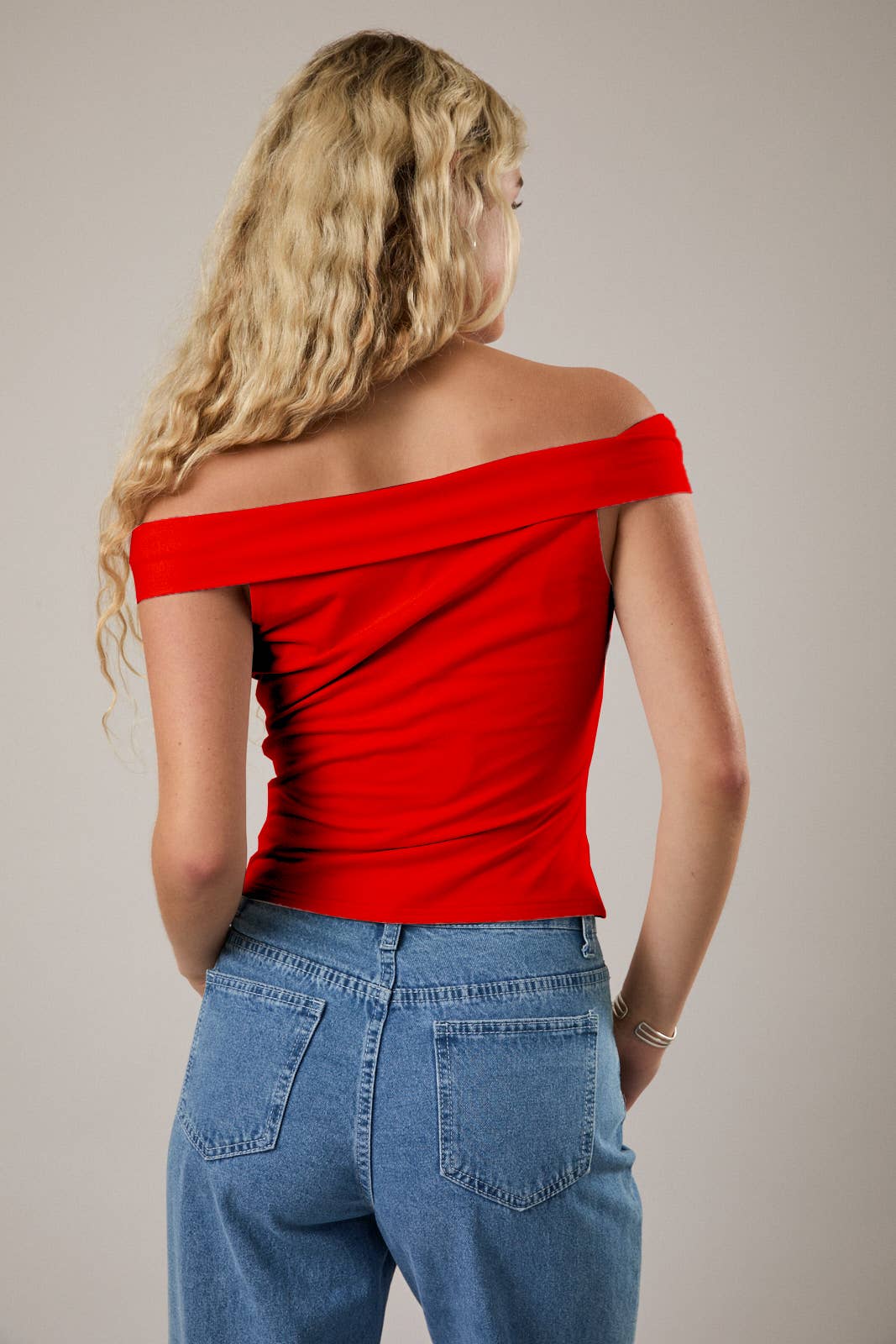Red Off the Shoulder Top
