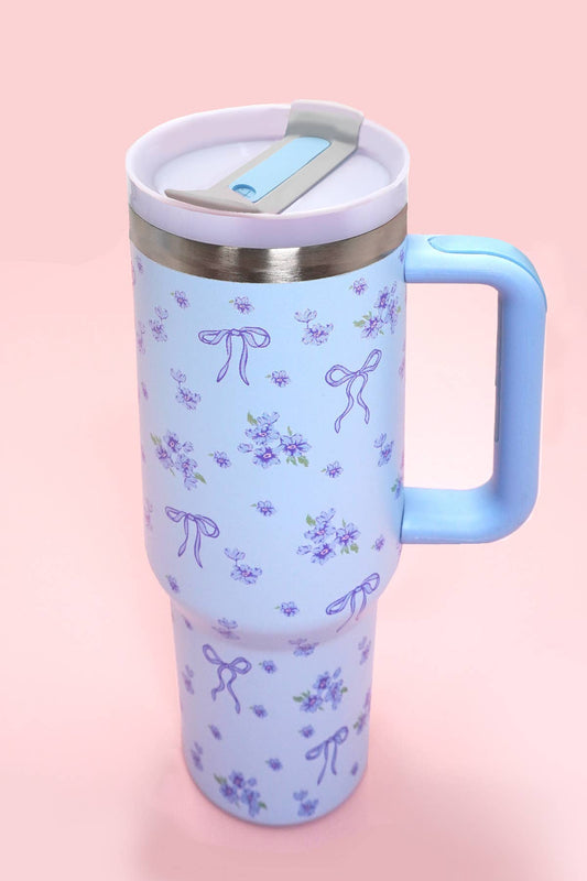 Blue Floral Bow 40oz Tumbler