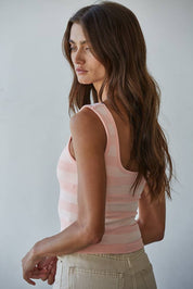 Pink Striped Seamless Tank Top