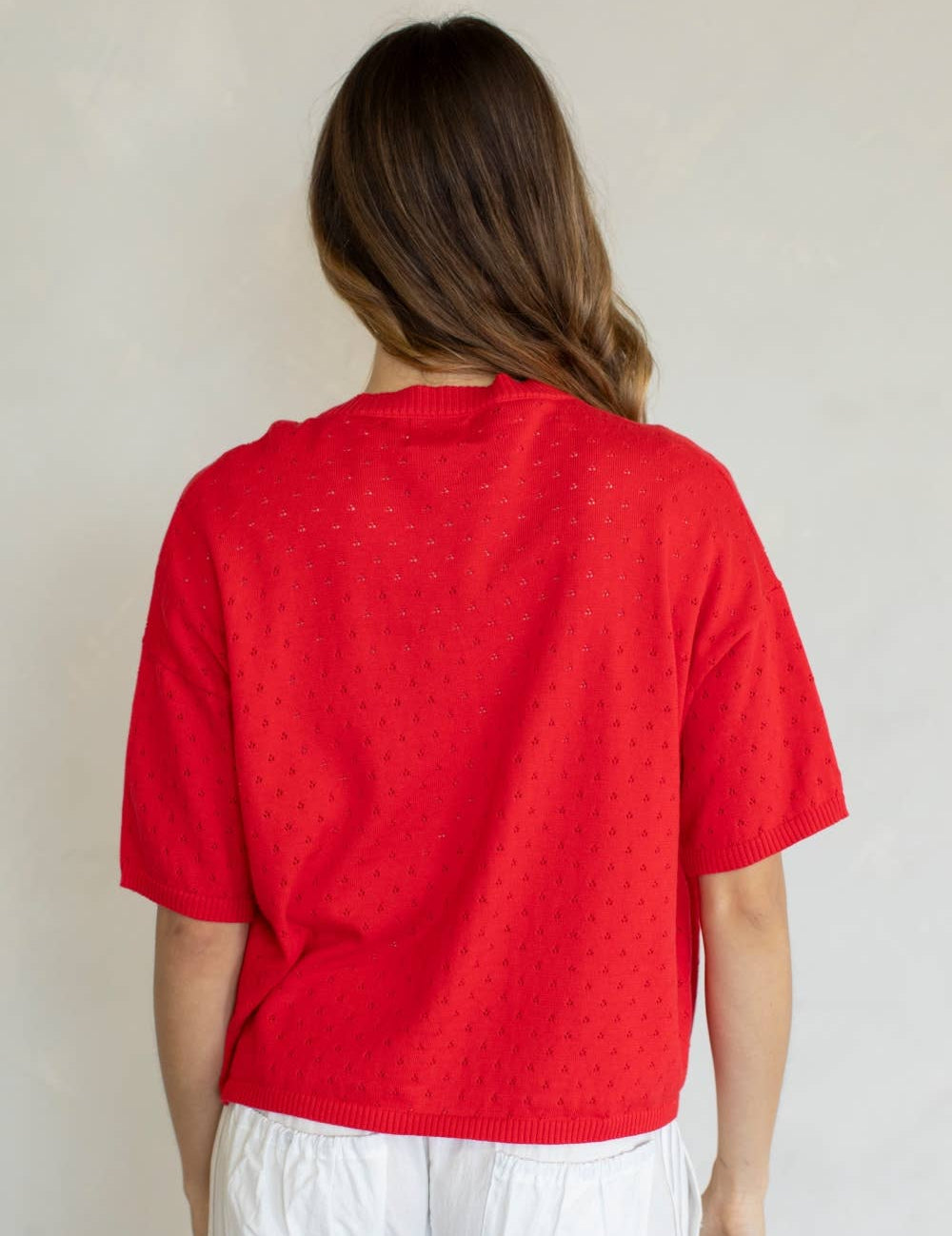 Red Short Sleeve Cardigan