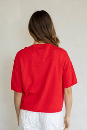 Red Short Sleeve Cardigan