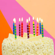 Striped Multicolor Candles - 24 Pack showing plastic-free products