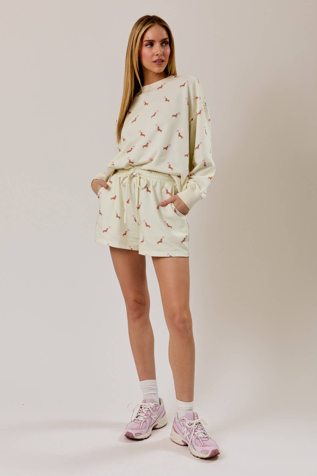 Cream USA Dog Graphic Print Set