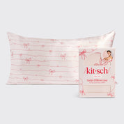 Striped Bows King Satin Pillowcase