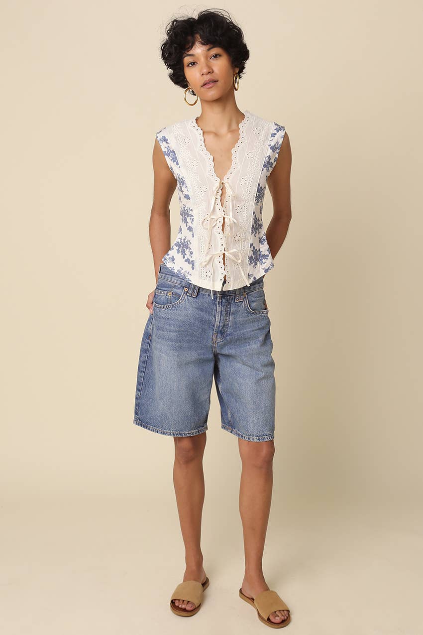 Blue Lace Floral Top