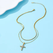 Gold Cross Layered Necklace