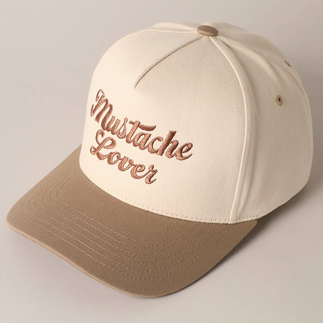 Mustache Lover Trucker Hat/ Beige