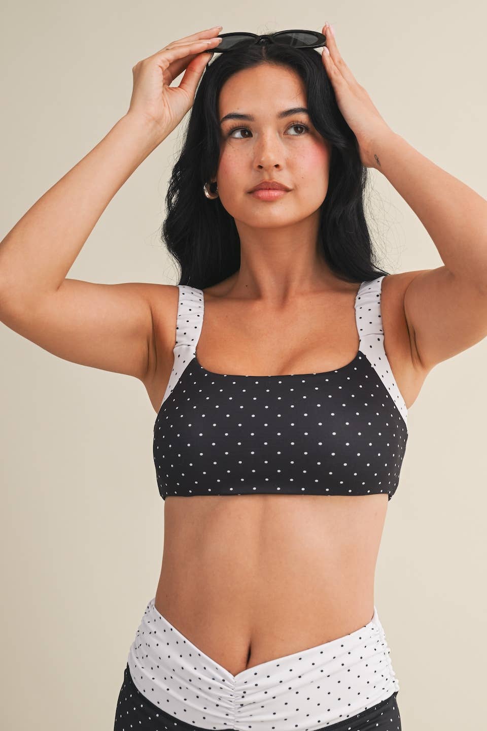 Polka Dot Scrunched Sports Bra