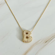 Crystal Bubble Initial Necklace: T