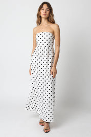 White & Black Polka Dot Maxi Dress